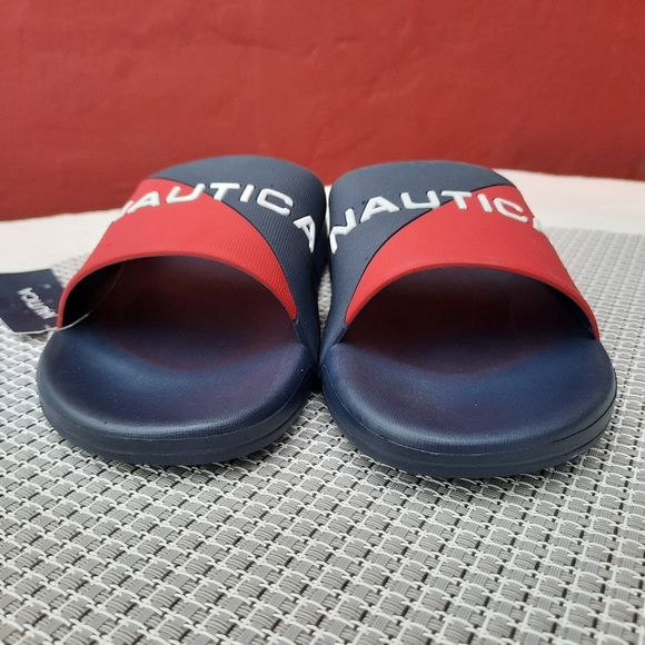 Nautica Spellout Logo Embossed Color Block Pool Slides Sandal Vacation 6 NEW - Picture 5 of 10